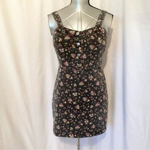 No Boundaries Floral Denim Jumper L